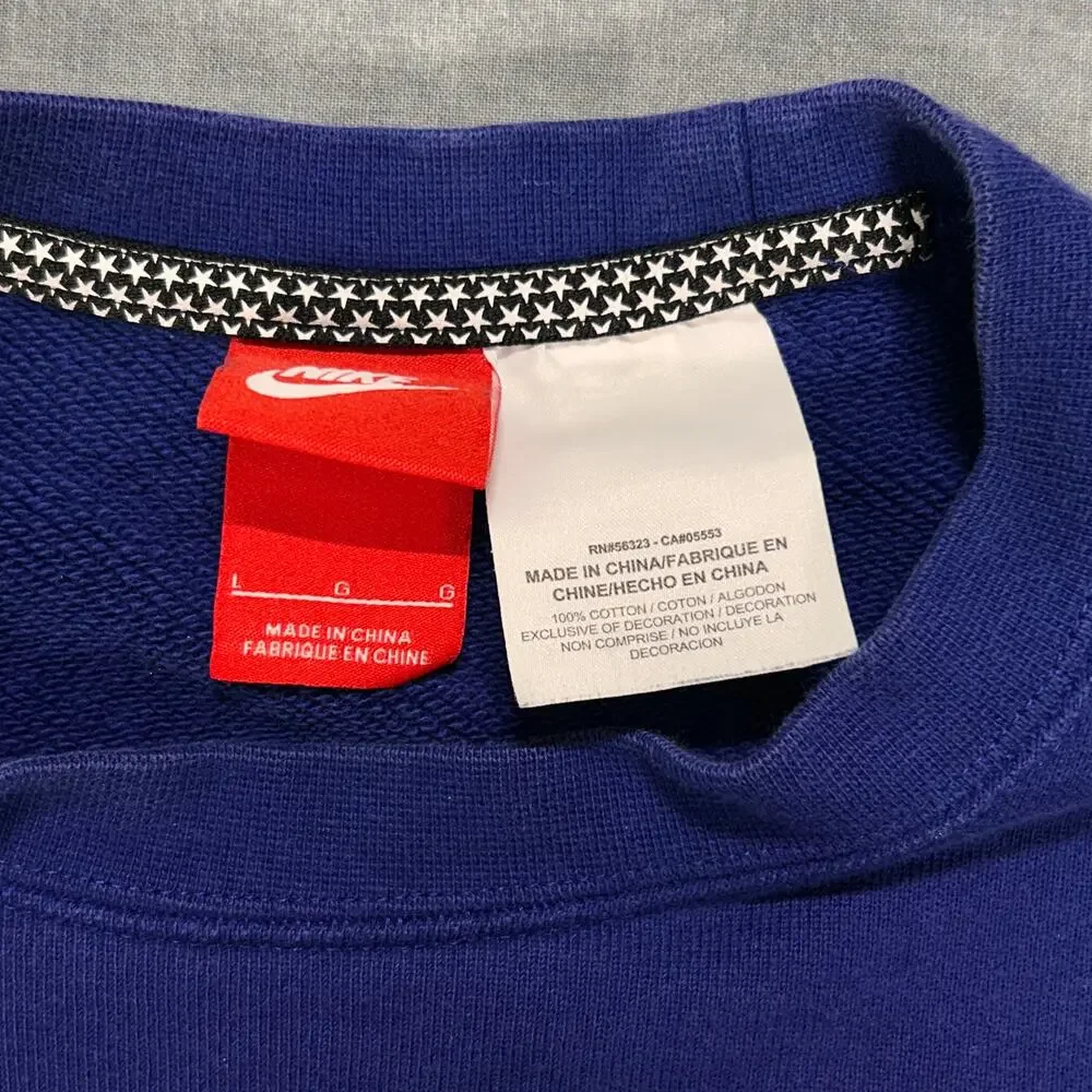 Nike Air Pivot V3 Crew Sweatshirt Game Royal Black 728277-455 Mens L Side Zip